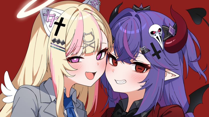 akuma, tenshi, norah nevermore, and mira saiko (tententengokujigokugoku and 1 more) drawn by bu_leike