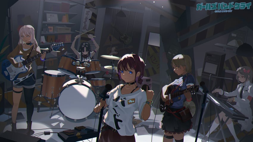 iseri nina, kawaragi momoka, awa subaru, ebizuka tomo, and rupa (girls band cry) drawn by bigchaping