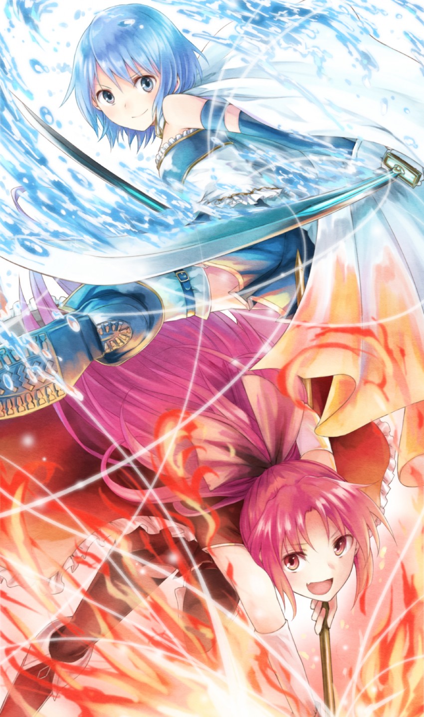 miki sayaka and sakura kyoko (mahou shoujo madoka magica) drawn by yakusa