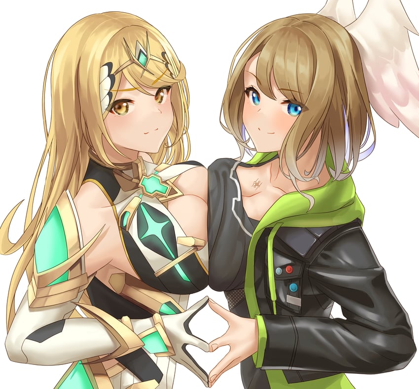 mythra and eunie (xenoblade chronicles and 2 more) drawn by white-paka