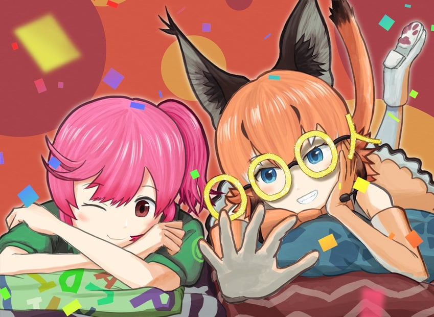 caracal and nana (kemono friends and 1 more) drawn by nishnish5319