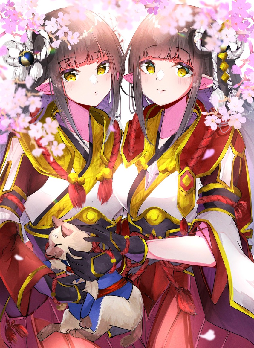 felyne, hinoa, and minoto (monster hunter and 1 more) drawn by yuanagae