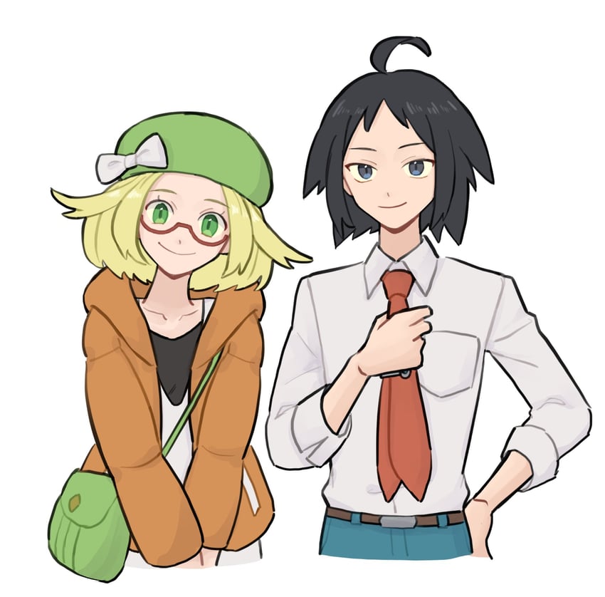 bianca and cheren (pokemon and 1 more) drawn by hahm0106