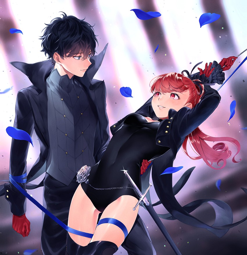 amamiya ren, yoshizawa kasumi, joker, and violet (persona and 2 more) drawn by pollitobr