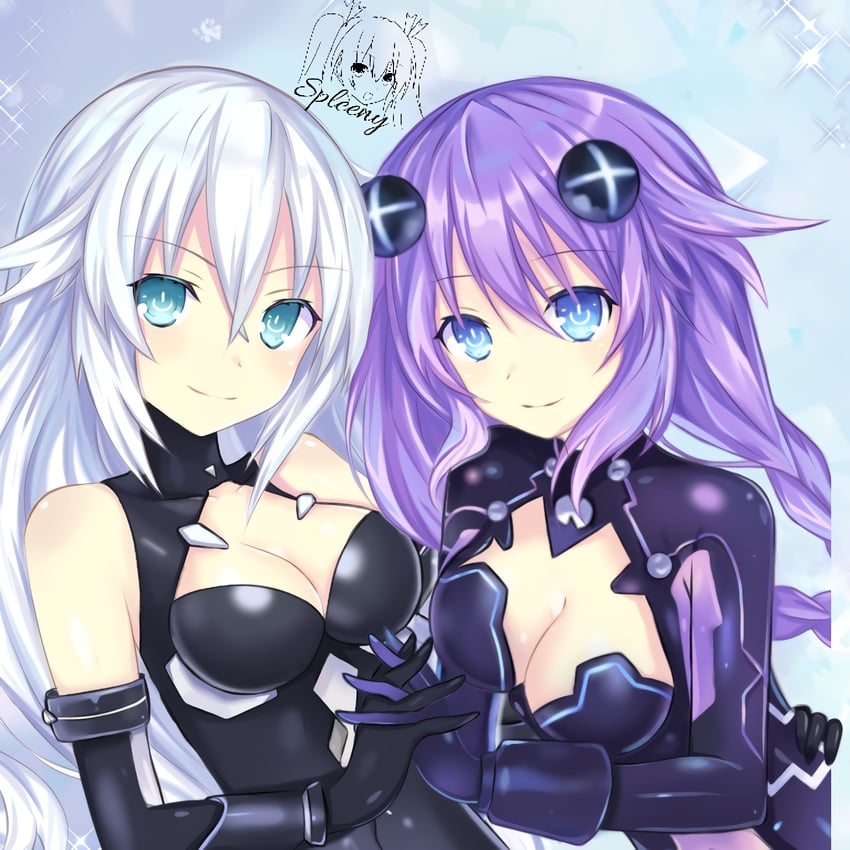 purple heart and black heart (neptune and 1 more) drawn by spleeny