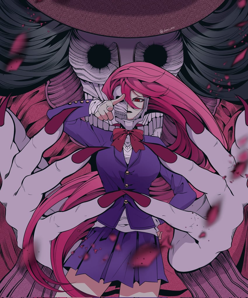 shiratori aira and acrobatic silky (dandadan) drawn by domi_006