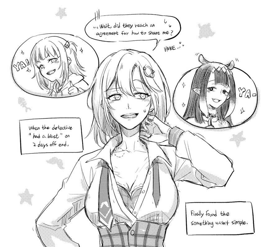 gawr gura, ninomae ina'nis, and watson amelia (hololive and 1 more) drawn by yohchi