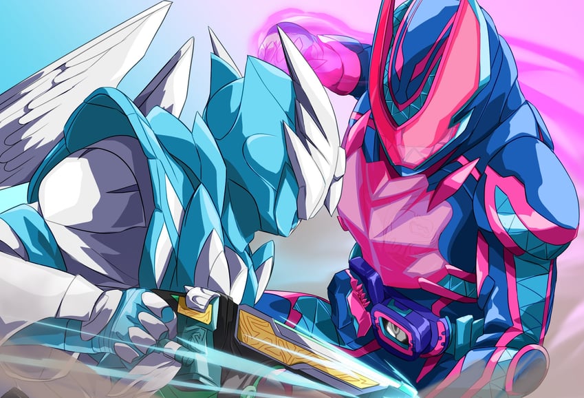 kamen rider revi, kamen rider live, and kamen rider ultimate revi (kamen rider and 1 more) drawn by miyabi_(037)