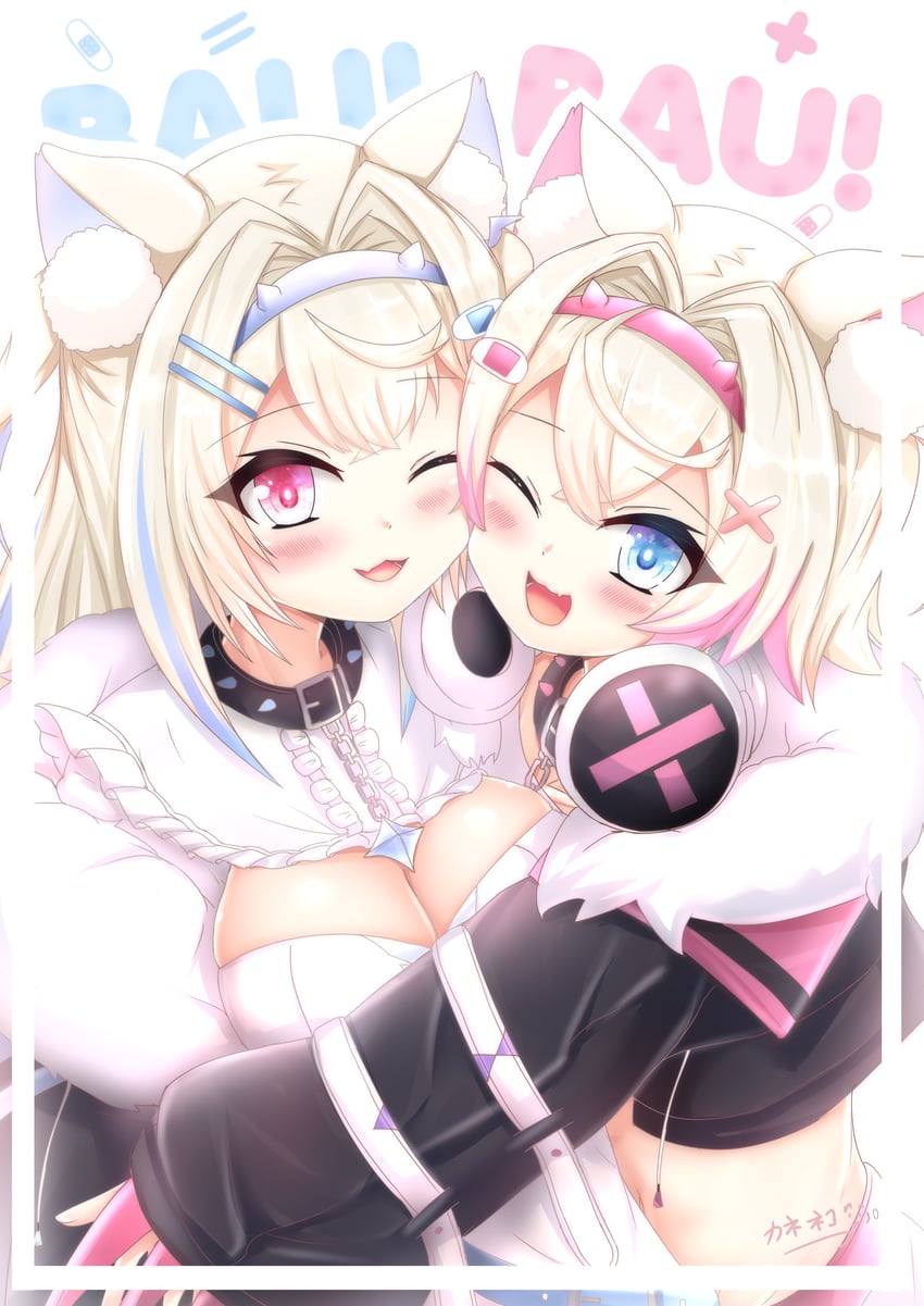 fuwawa abyssgard and mococo abyssgard (hololive and 1 more) drawn by kane-neko