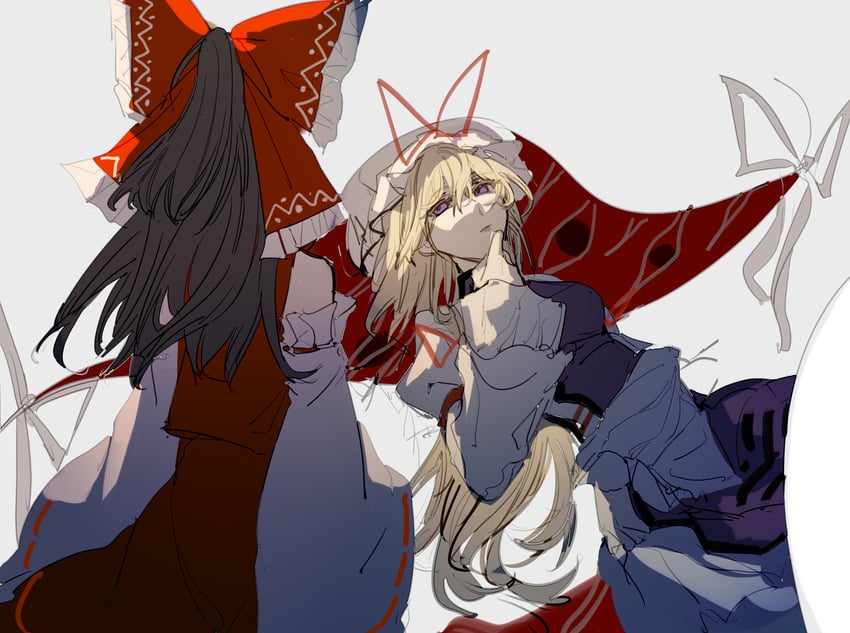 hakurei reimu and yakumo yukari (touhou) drawn by xian_qishui
