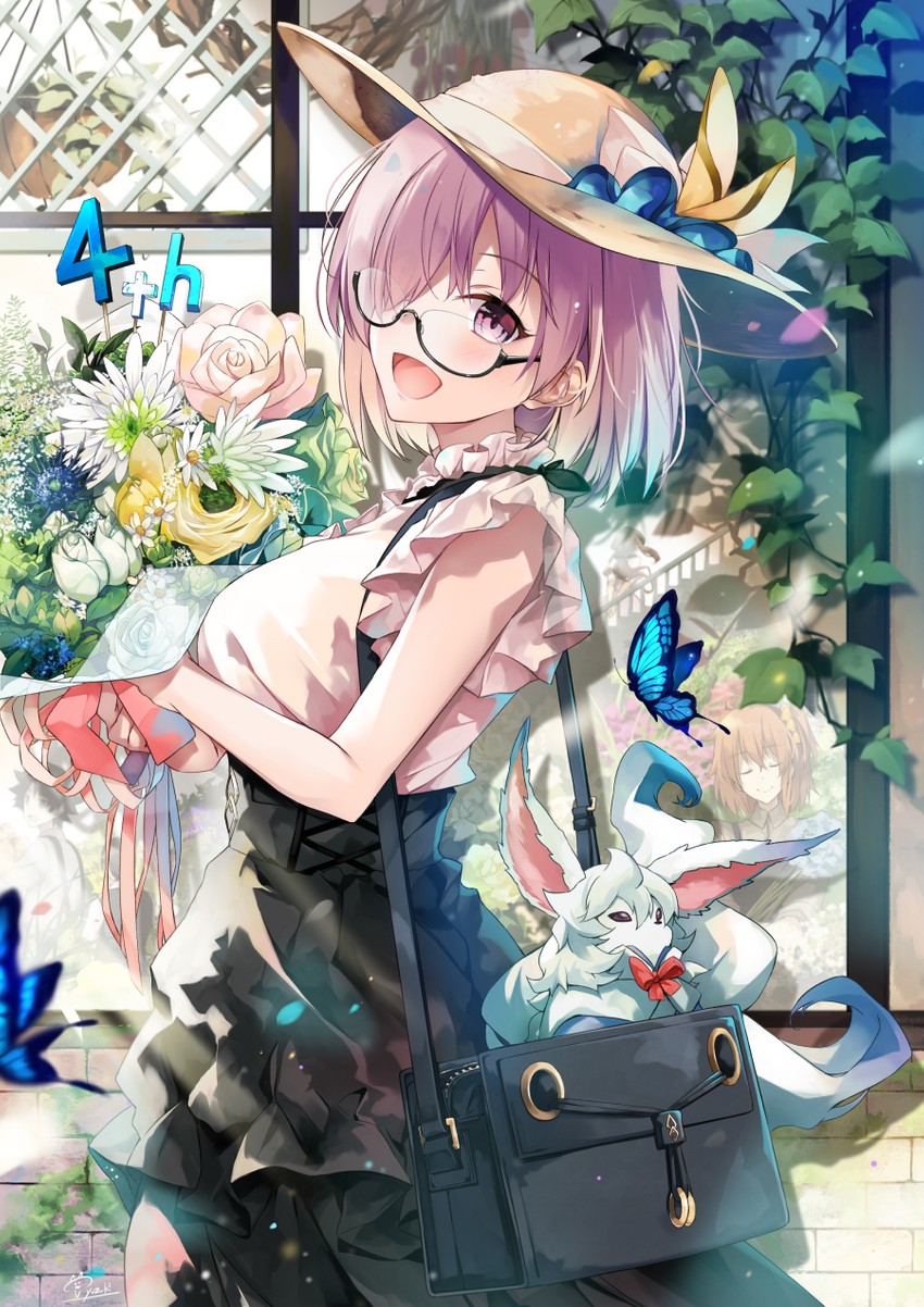 mash kyrielight, fujimaru ritsuka, fou, and leonardo da vinci (fate and 1 more) drawn by hirai_yuzuki