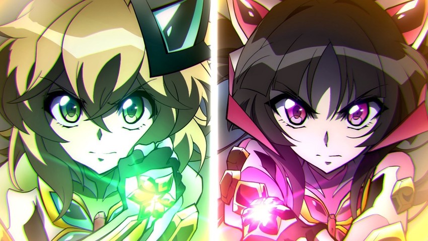 akatsuki kirika and tsukuyomi shirabe (senki zesshou symphogear) drawn by rice_kobayashi