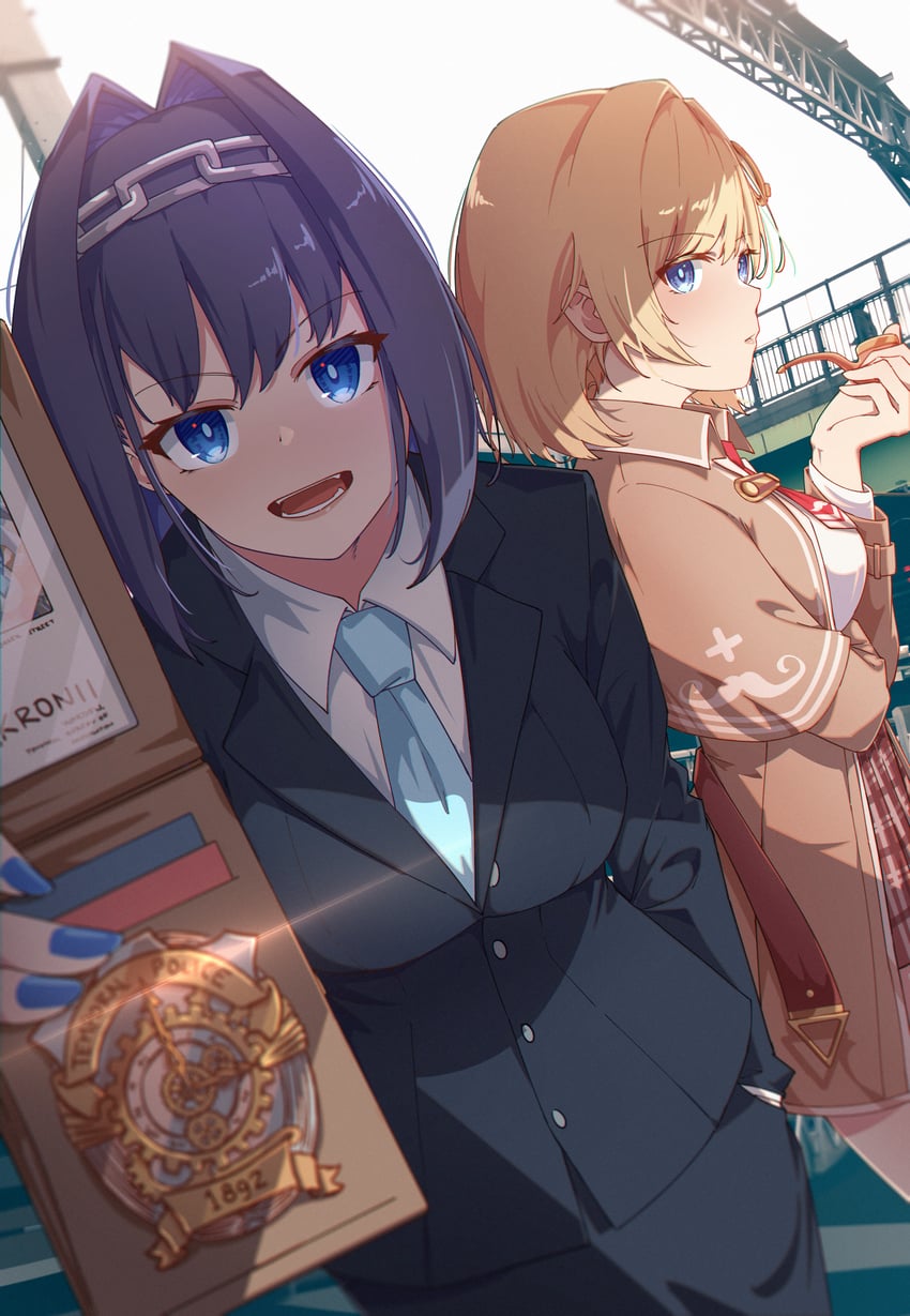 ouro kronii and watson amelia (hololive and 1 more) drawn by jl_tan