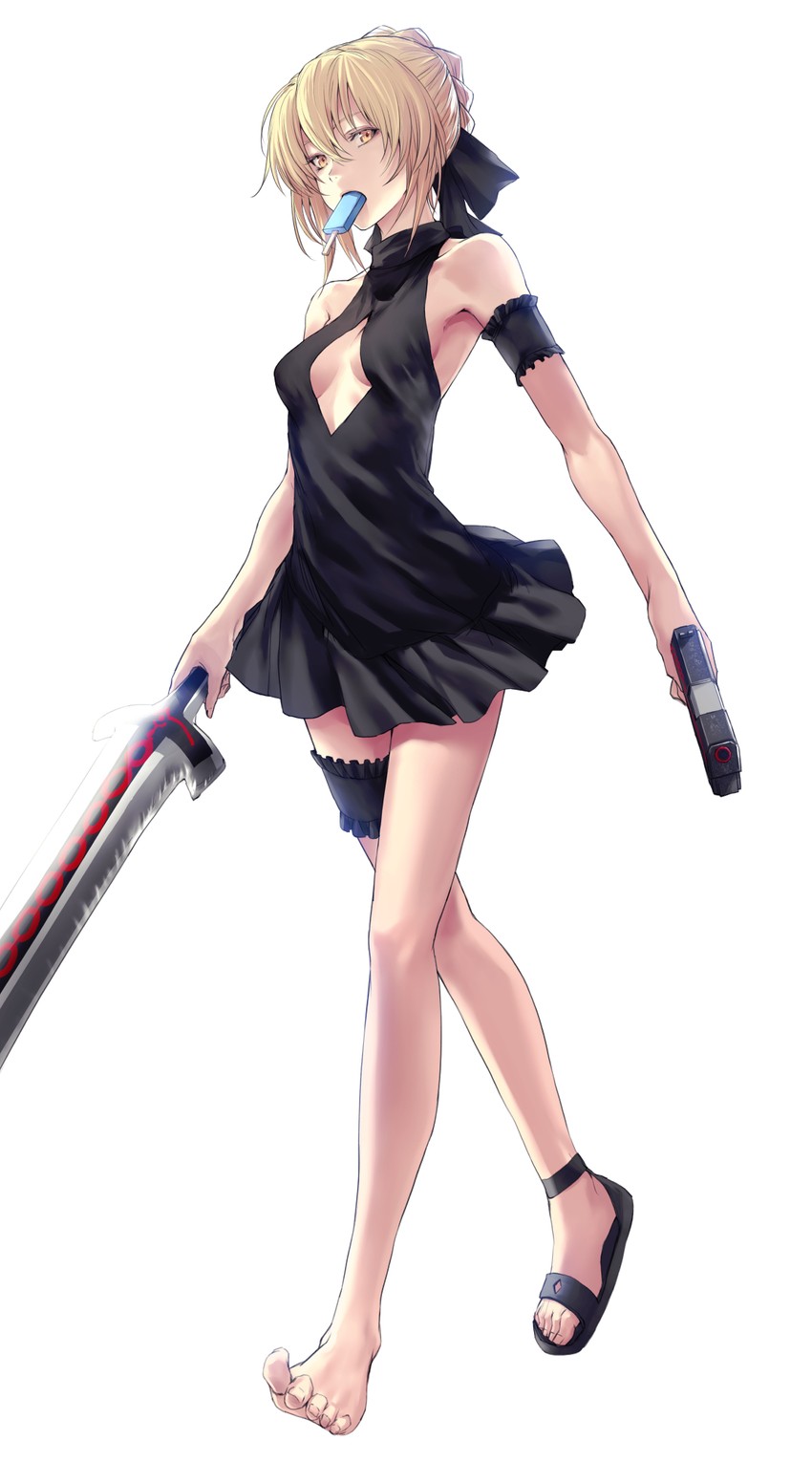 artoria pendragon and saber alter (fate and 1 more) drawn by applekun