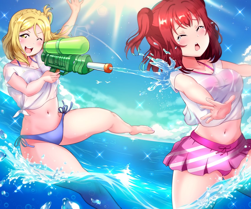 kurosawa ruby and ohara mari (love live! and 1 more) drawn by tsumikiy