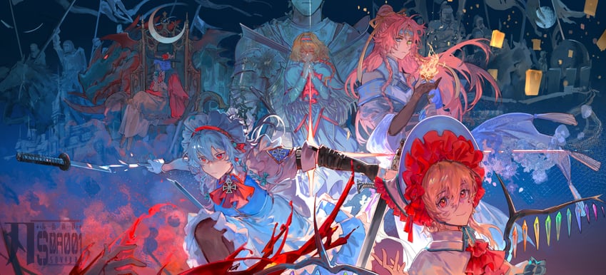 remilia scarlet, flandre scarlet, izayoi sakuya, alice margatroid, and hong meiling (touhou) drawn by xiuchundao