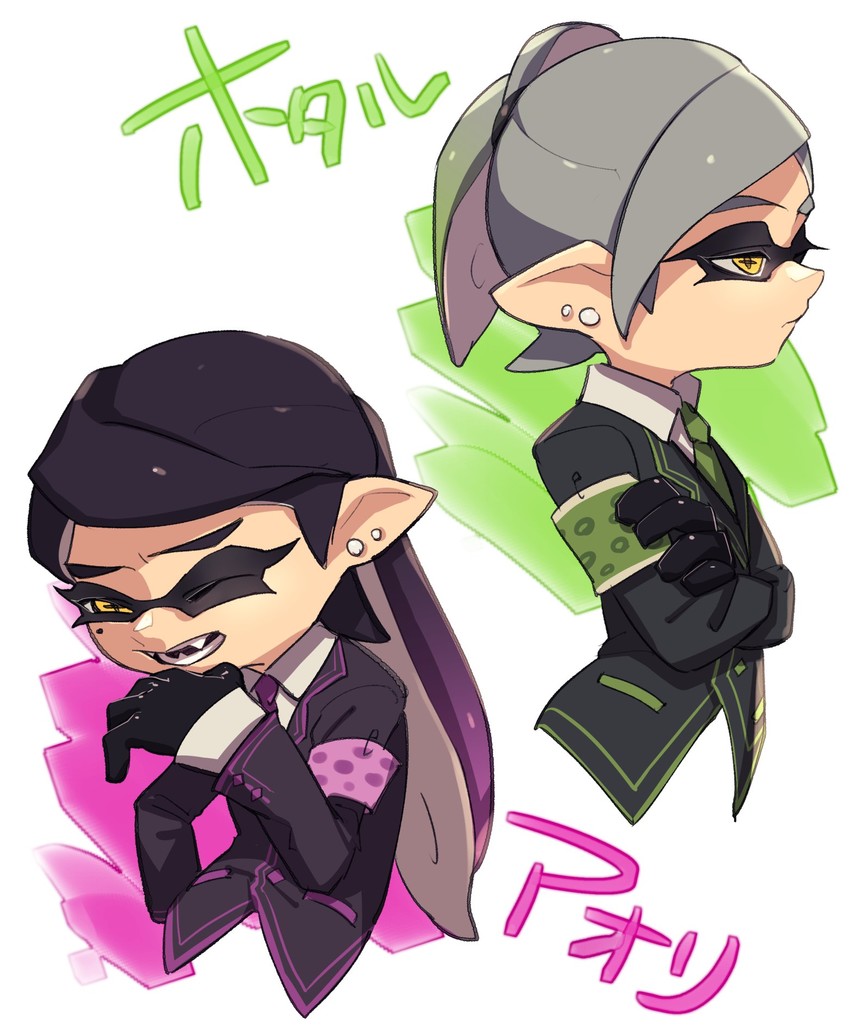 callie and marie (splatoon and 1 more) drawn by puchiman