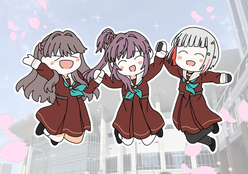 fujishima megumi, otomune kozue, and yugiri tsuzuri (love live! and 1 more) drawn by watage_modoki