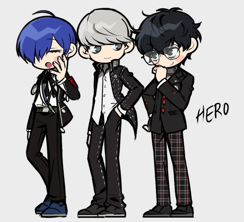narukami yu, yuuki makoto, and amamiya ren (persona and 3 more) drawn by jjjjtaaaku