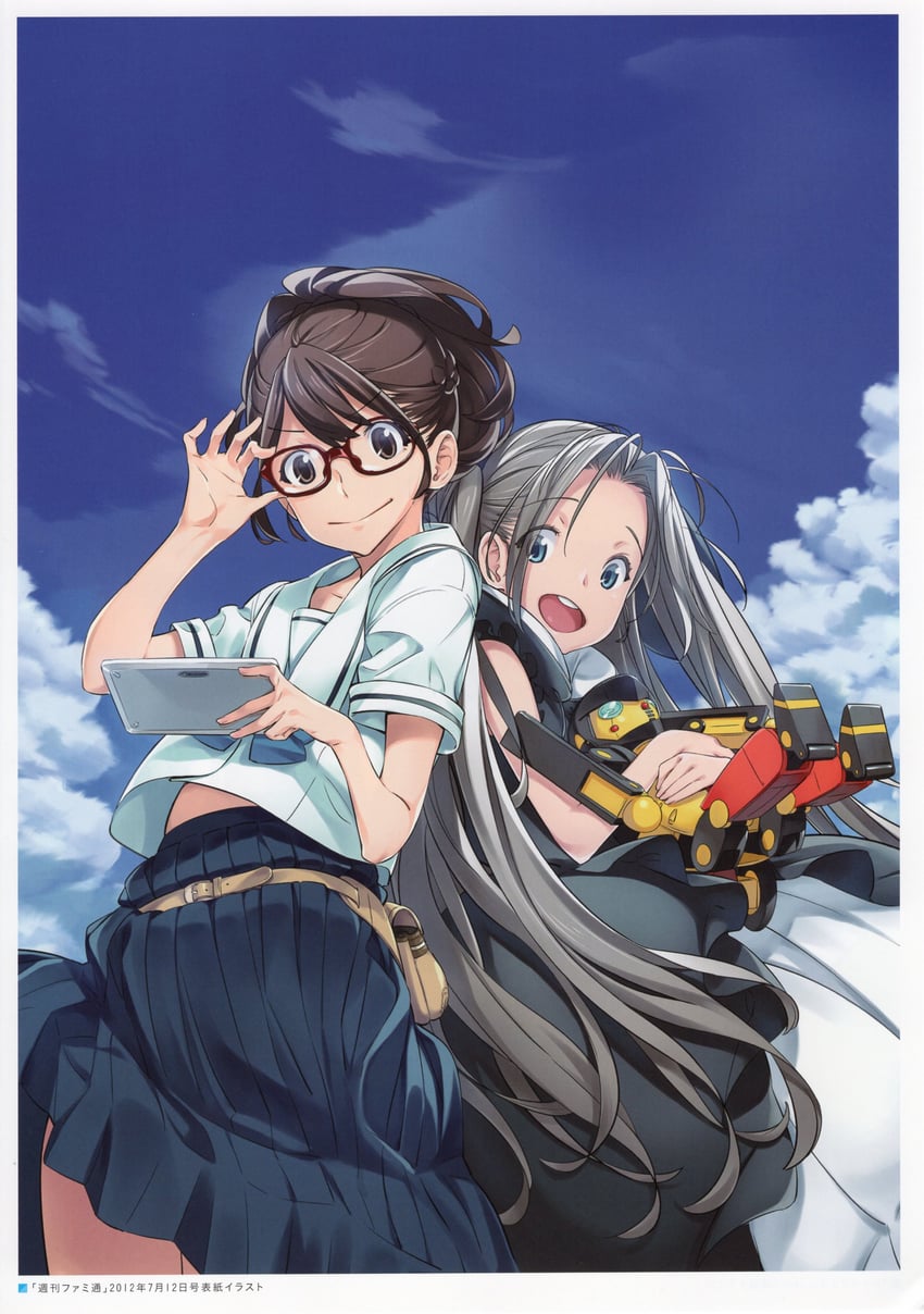 senomiya akiho, yukifune airi, and tanegashimachine-3 (robotics;notes) drawn by fukuda_tomonori