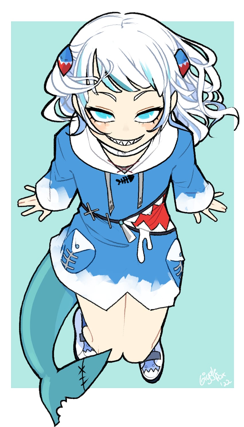 gawr gura (hololive and 1 more) drawn by gigglepox