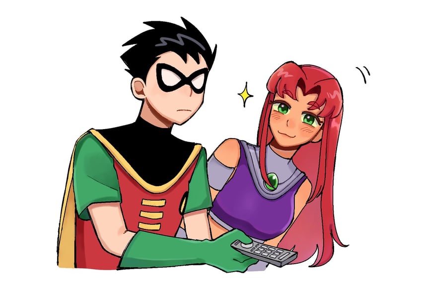 starfire and robin (dc comics and 1 more) drawn by samsunei