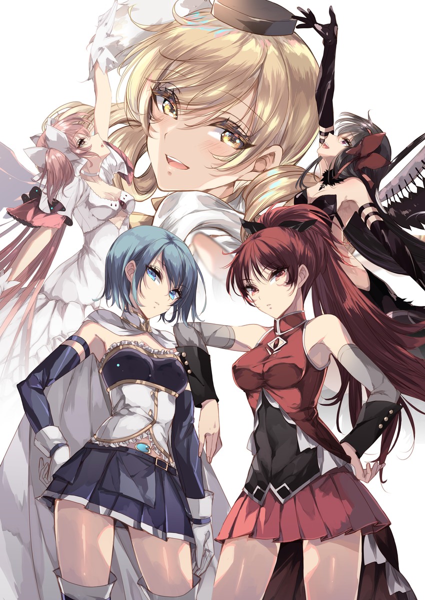 akemi homura, kaname madoka, miki sayaka, sakura kyoko, tomoe mami, and 2 more (mahou shoujo madoka magica and 1 more) drawn by misteor