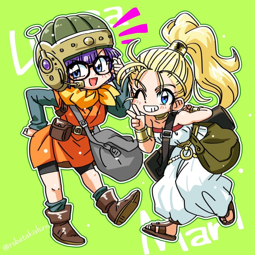 lucca ashtear and marle (chrono trigger) drawn by wanta_(futoshi)