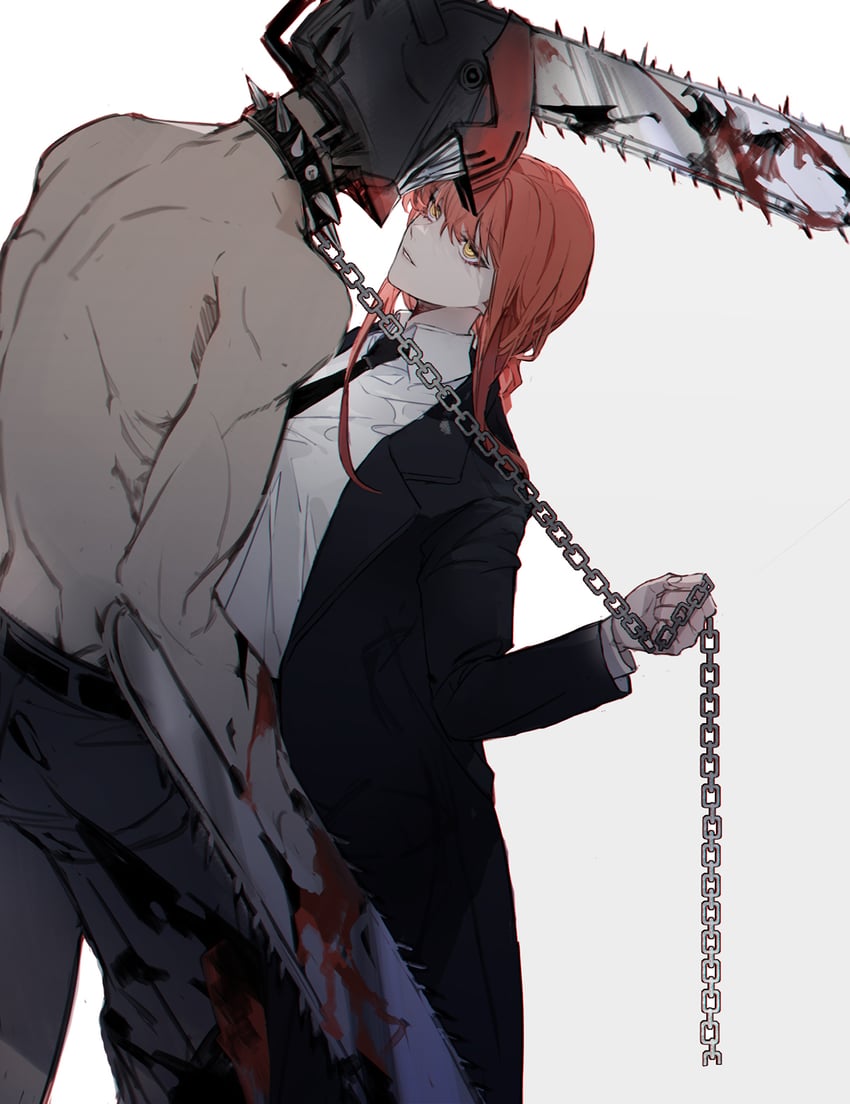 makima and chainsaw devil (chainsaw man) drawn by sleepless_(wrysmile