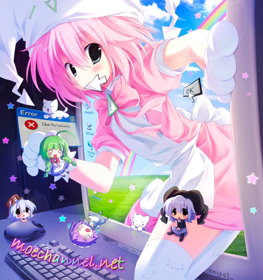 me-tan, yakui, shoboon, mona, bisuke-tan, and 2 more (os-tan and 10 more) drawn by jelly_(bonnybel)