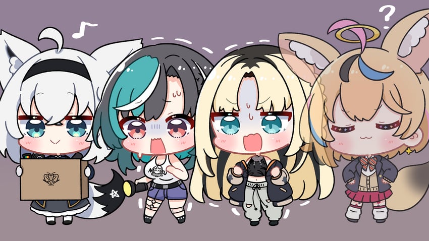 shirakami fubuki, omaru polka, rindo chihaya, and koganei niko (hololive and 1 more) drawn by dohoon