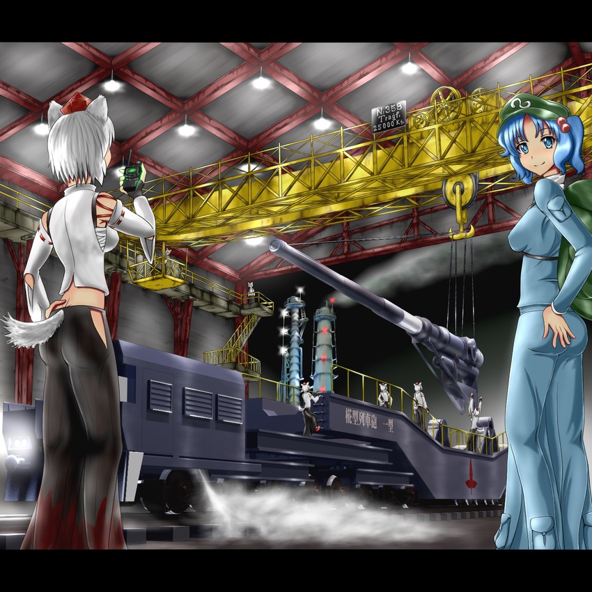 inubashiri momiji, kawashiro nitori, and wolf tengu extra (touhou) drawn by usamakku