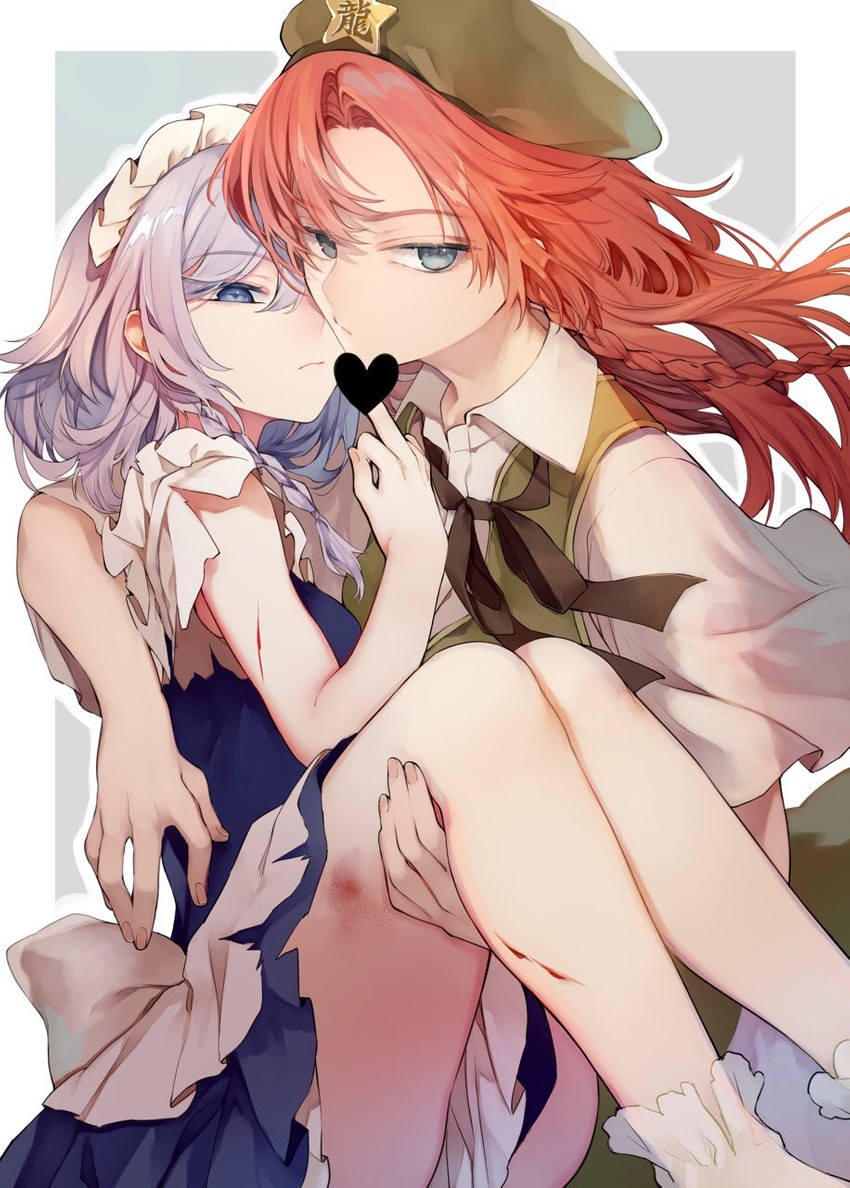 izayoi sakuya and hong meiling (touhou) drawn by risui_(suzu_rks)