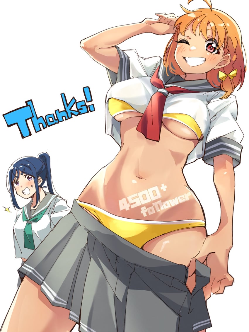 takami chika and matsuura kanan (love live! and 1 more) drawn by akira_hjk