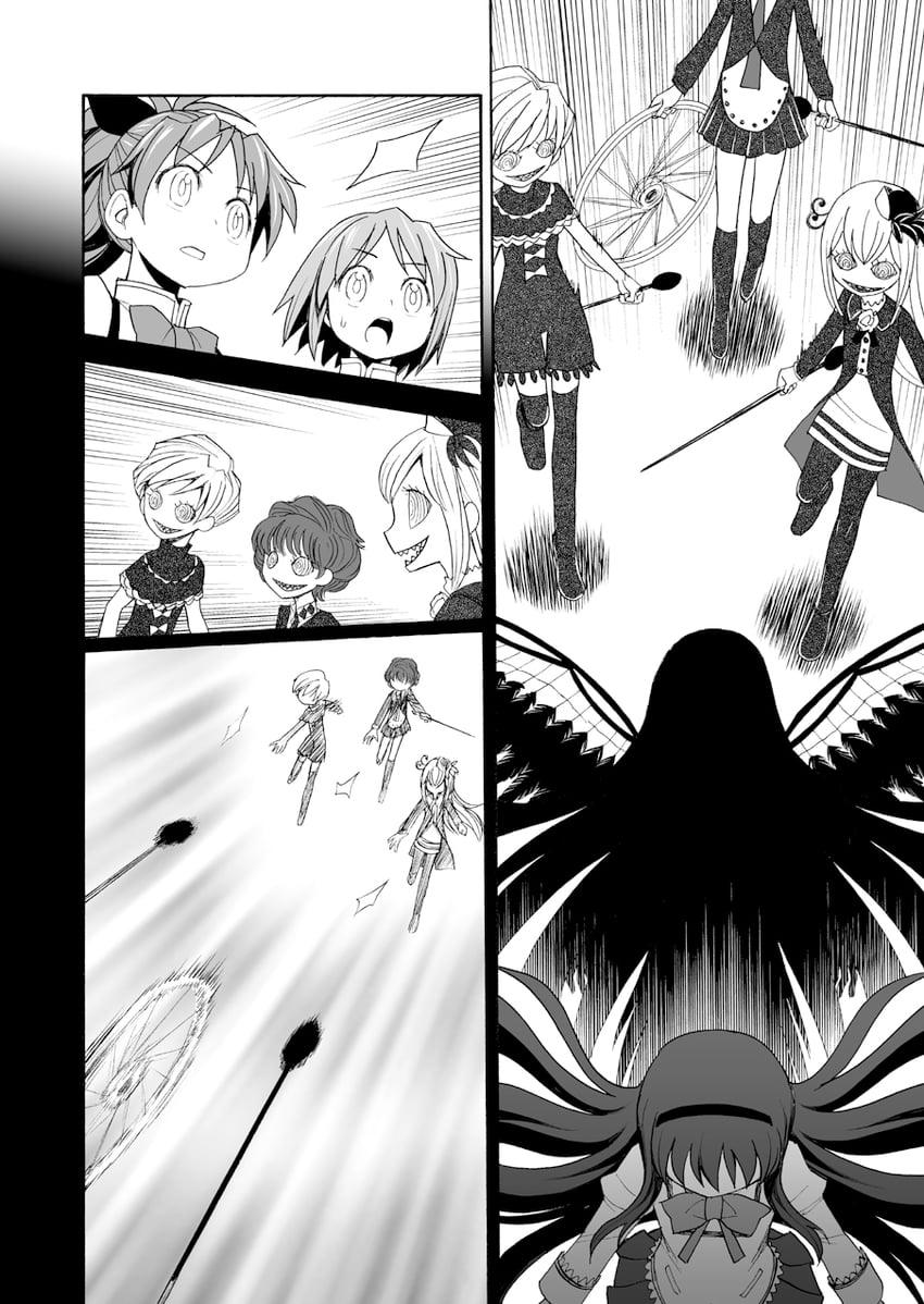akemi homura, miki sayaka, sakura kyoko, akuma homura, and clara dolls (mahou shoujo madoka magica and 1 more) drawn by sca_jam