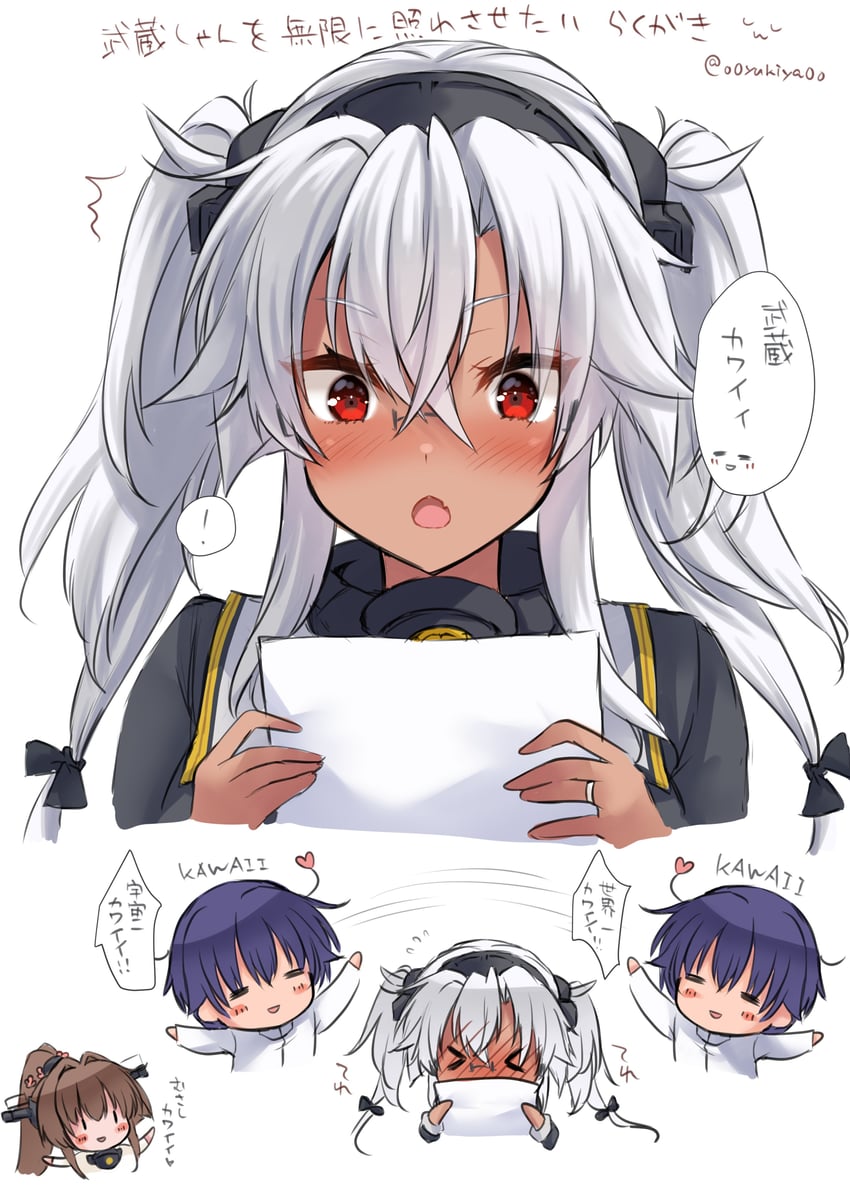admiral, yamato, musashi, and musashi kai ni (kantai collection) drawn by mashiro_yukiya