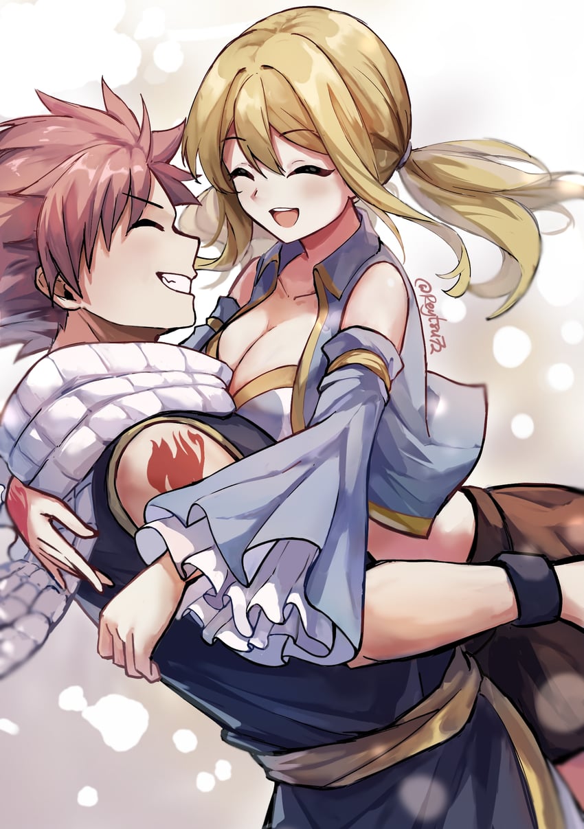 lucy heartfilia and natsu dragneel (fairy tail) drawn by reytsu