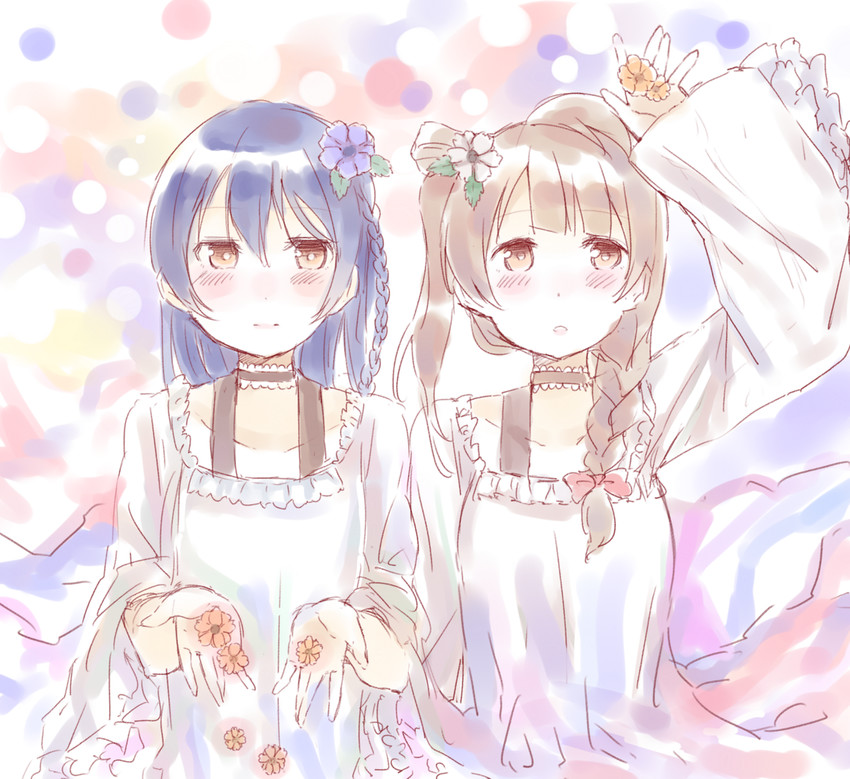 sonoda umi and minami kotori (love live! and 1 more) drawn by shijimi_kozou