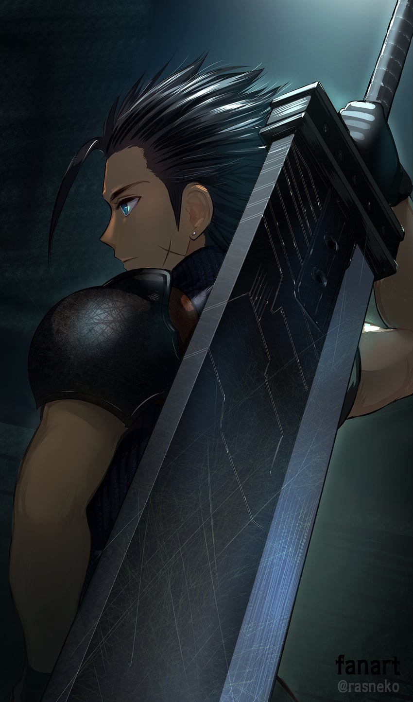 zack fair (final fantasy and 2 more) drawn by rasneko