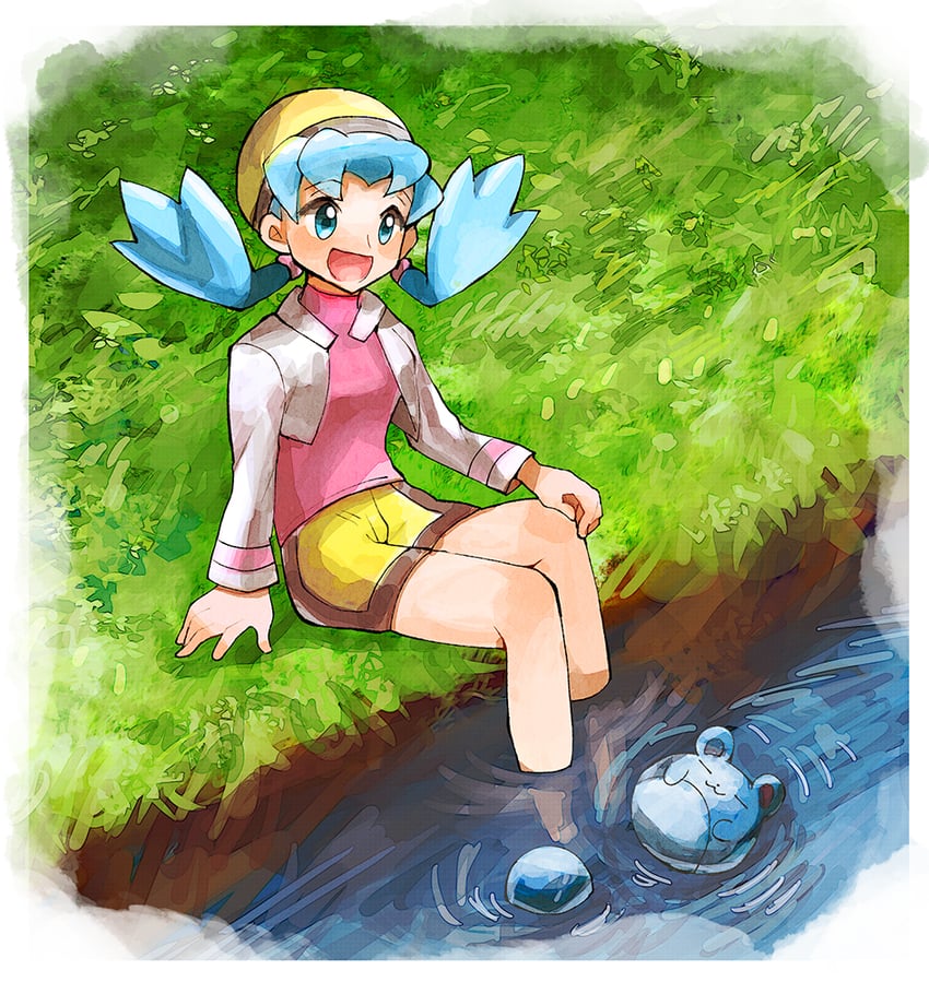 kris and marill (pokemon and 1 more) drawn by anidler91