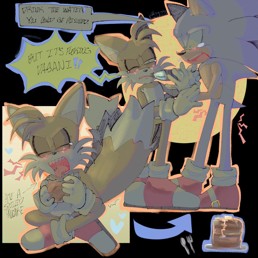 sonic the hedgehog and tails (sonic and 1 more) drawn by thementha