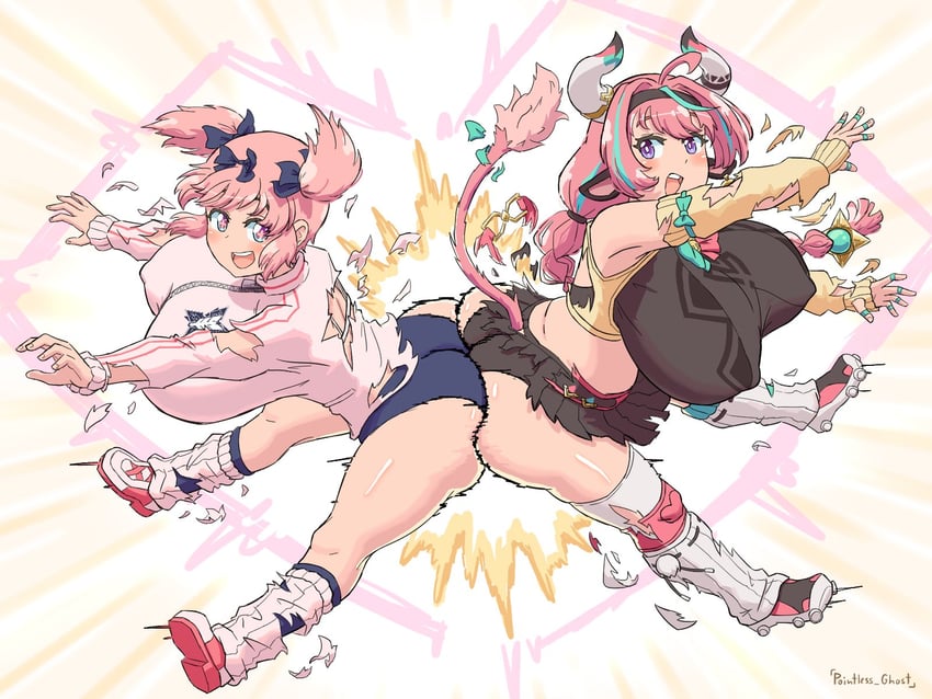 varesa and hibari (genshin impact and 1 more) drawn by pointless_ghost