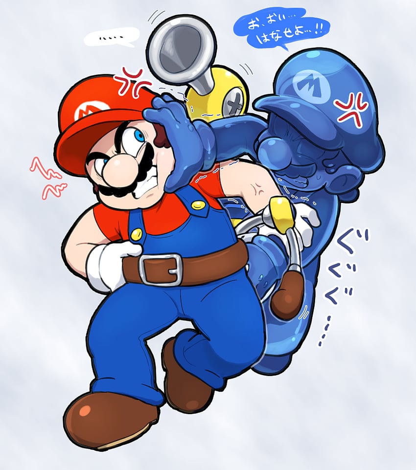 mario, f.l.u.d.d., and shadow mario (mario and 1 more) drawn by hoshi_(star-name2000)