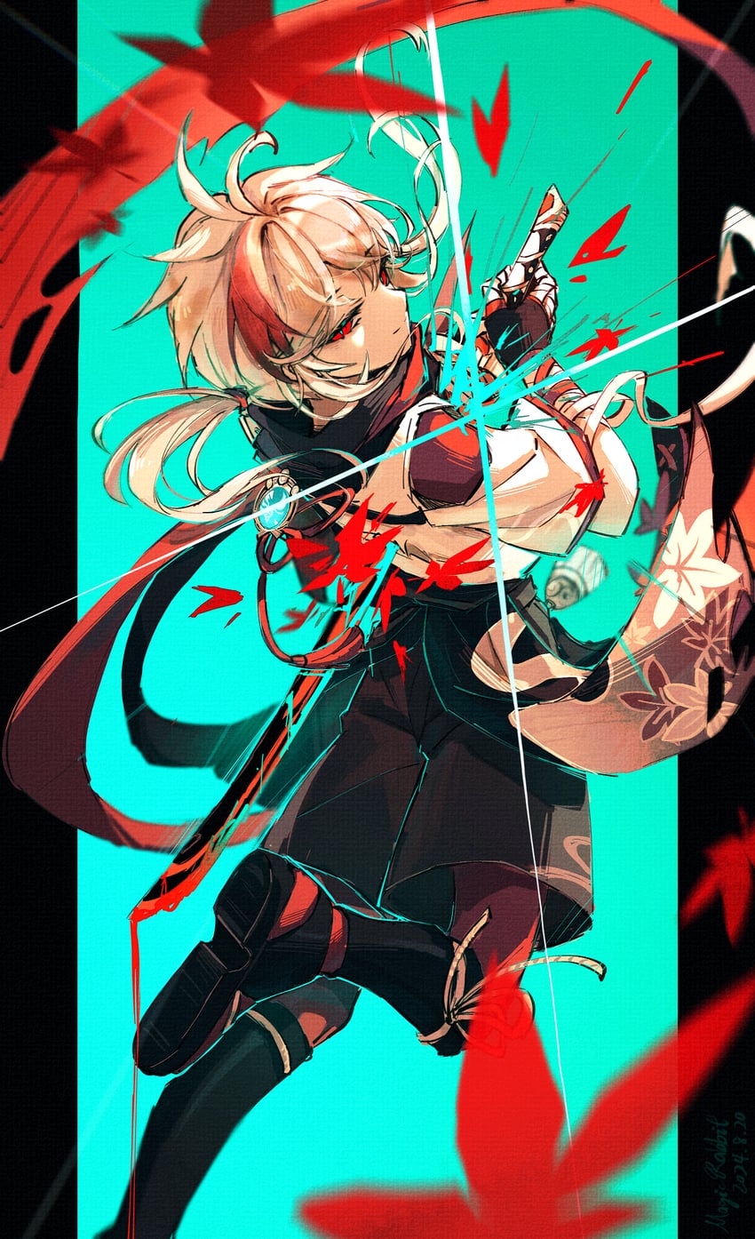 kaedehara kazuha (genshin impact) drawn by magicrabbit49586
