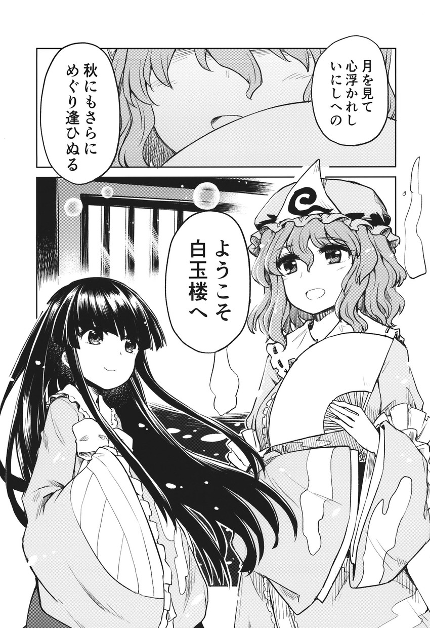 saigyouji yuyuko and houraisan kaguya (touhou) drawn by mizumoto_tadashi