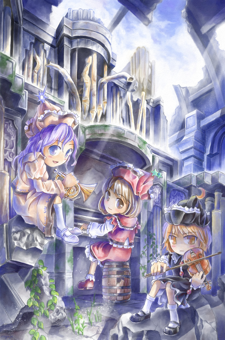 lunasa prismriver, merlin prismriver, and lyrica prismriver (touhou) drawn by nagayo