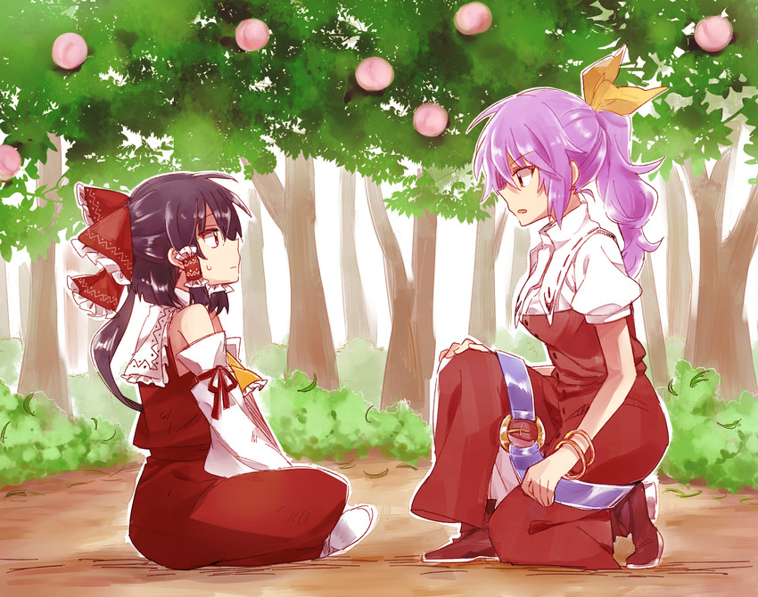 hakurei reimu and watatsuki no yorihime (touhou) drawn by 6_(yuchae)