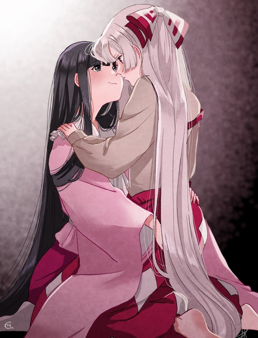 fujiwara no mokou and houraisan kaguya (touhou) drawn by mokoiscat