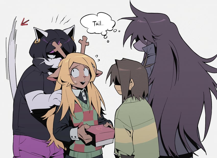 kris, susie, noelle holiday, and catti (deltarune) drawn by sanbel780308