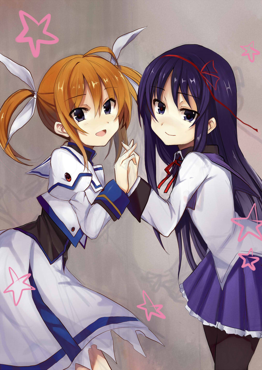 akemi homura, takamachi nanoha, and cristina valenzuela (mahou shoujo madoka magica and 4 more) drawn by yuukome_(tekunon)